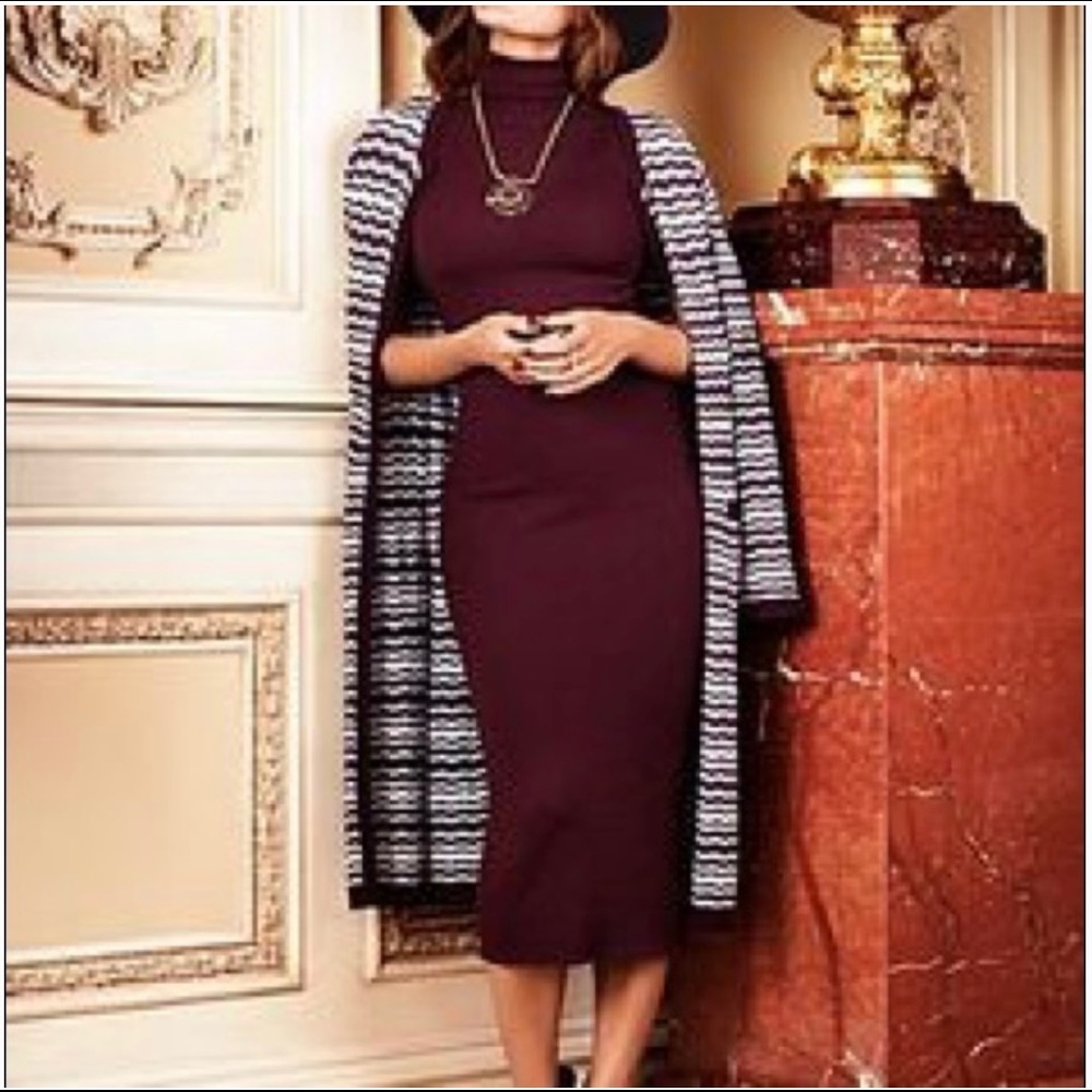 Eva Mendes Purple Turtleneck Sweater Dress